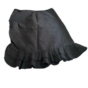 Sunny Choi straight skirt ruched side ruffles at bottom side zip 100% silk Sz 10